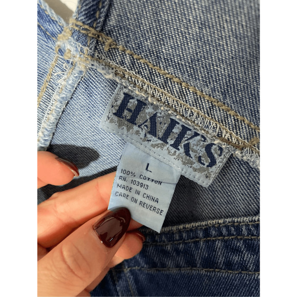 Vintage Hank's 70's Denim Large Women's Yorkie Dog Short Overalls - Picture 3 of 5
